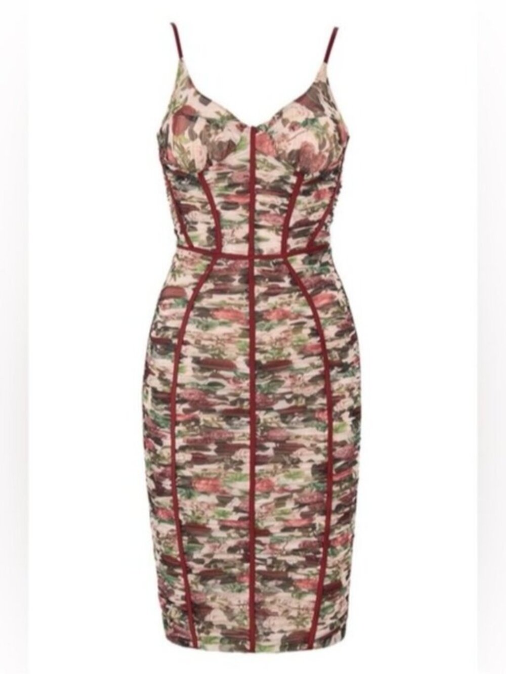 HOUSE OF CB - SABLE -Vintage Floral Ruched Corset Dress ( read Description)